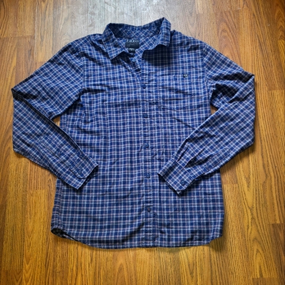 Fox Men's Plaid Button-Down Long Sleeve Shirt Size M - Classic Casual Style A78